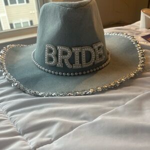 Jean Cowboy Bride Hat with Silver Accents
